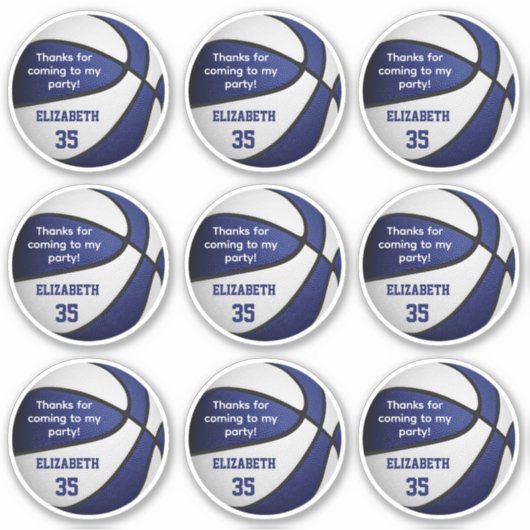 9ブルーホワイトバスケットボールパーティー感謝していユー シール (正面)