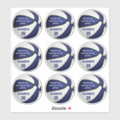 9ブルーホワイトバスケットボールパーティー感謝していユー シール (シート)