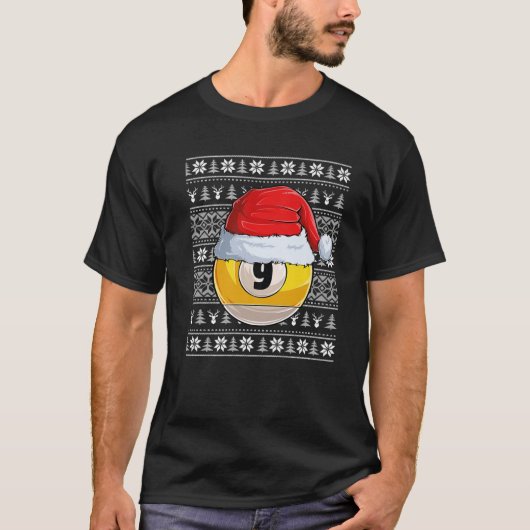 9ボールビリヤードSanta Hatクリスマスボーおもしろいルサン Tシャツ (正面)