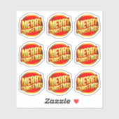 9メリークリスマス3D効果赤金ゴールド文字キスカット シール (シート)