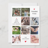 9モダンフォトコラージュ新生児ファミリーありがとう サンキューカード (正面)