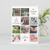 9モダンフォトコラージュ新生児ファミリーありがとう サンキューカード (スタンド正面)