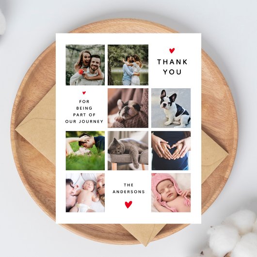 9モダンフォトコラージュ新生児ファミリーありがとう サンキューカード