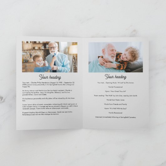 9モダン – 写真折り畳み式葬儀/生活お祝い プログラム (内部)