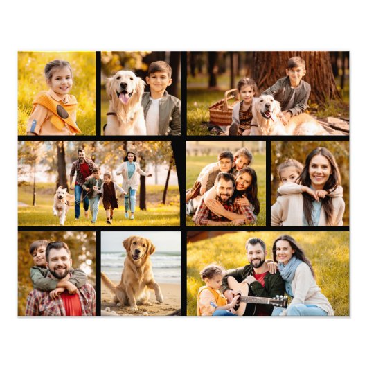 9ユニークフォトコラージミニマルシンプルリストブラック フォトプリント            (正面)