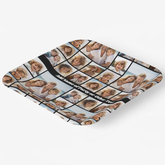 9ユニークフォトコラージュとオプションの背景 ペーパープレート (傾斜あり)