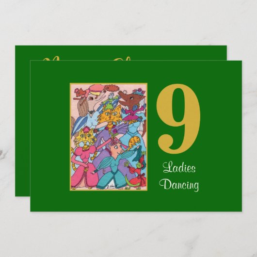 9レディース踊りかわいい動物カスタムのクリスマス シーズンカード (正面/裏面)