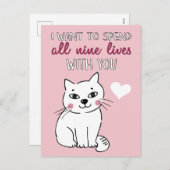 9人ともロマンチックな猫バレンタイン シーズンポストカード (正面/裏面)