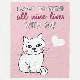 9人ともロマンチックな猫バレンタイン フリースブランケット