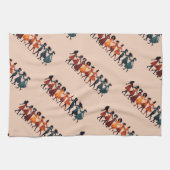 9人のダンシング・レディの切り抜きステンシル・レトロスタイル3 キッチンタオル (横)