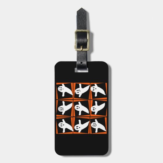 9人の幽霊のポップアートのハロウィンのティーおよびギフト ラゲッジタグ (正面縦)