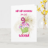 9今日カップケーキのバースデー・カード カード (黄色い花)