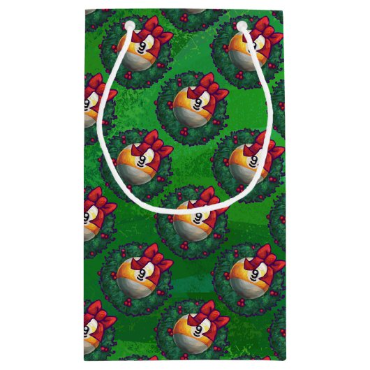 9個のボールがリースパターンで緑 スモールペーパーバッグ (裏面)