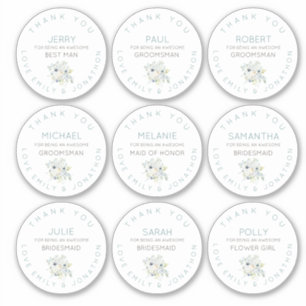 9個の名前ありがとうブライダルフローラ小 シール