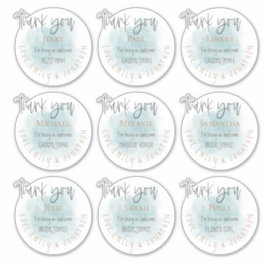 9個の名前ありがとうメッセージ結婚のティール（緑がかった色） シール