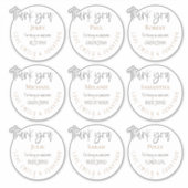 9個の名前ありがとうメッセージ結婚の白 シール (正面)