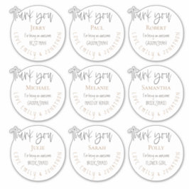 9個の名前ありがとうメッセージ結婚の白 シール