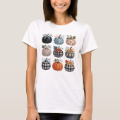 9個の装飾カボチャの刺繍Tシャツ Tシャツ (正面)