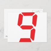9個の赤い目覚まし時計のデジタル番号 ポストカード (正面/裏面)