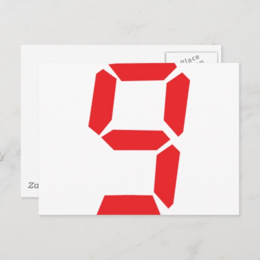 9個の赤い目覚まし時計のデジタル番号 ポストカード (正面/裏面)