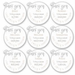 9個人名メッセ感謝していージブライダルパーティ シール