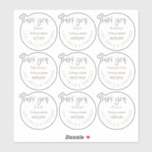 9個人名メッセ感謝していージブライダルパーティ シール (シート)