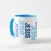 9倍イエスズブルーとホワイトマグカップ マグカップ (正面左)