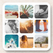 9写真テンプレートグリッド丸め白フレーム コースター (正面)