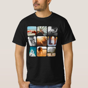 9写真テンプレート正方形グリッド丸枠Tシャツ Tシャツ