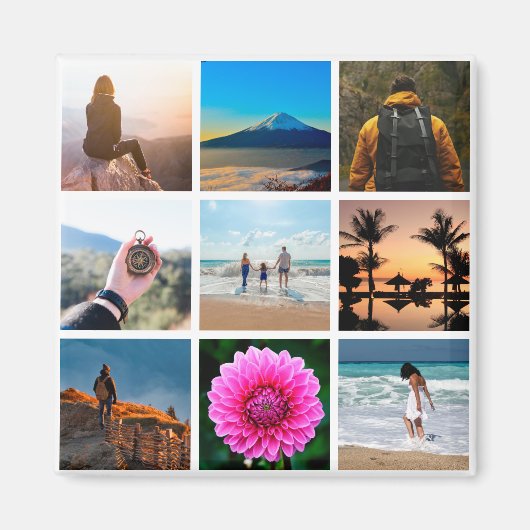 9写真フォトコラージュのカスタマイズ マグネット (正面)