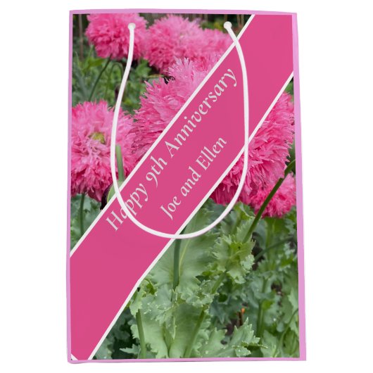 9周年結婚ポピー ミディアムペーパーバッグ (正面)