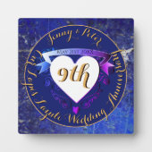 9周年結婚記念ラピスラズリカラー フォトプラーク (正面)