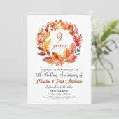 9周年結婚記念日 秋の花輪 招待状 (スタンド正面)