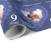 9周年記念ハート写真ラピスラズリ深いブルー ラッピングペーパー (ロールコーナー)