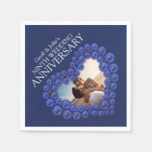 9周年記念結婚ハート写真ラピスラズリ スタンダードカクテルナプキン (正面)