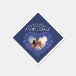 9周年記念結婚ハート写真ラピスラズリ スタンダードカクテルナプキン