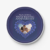 9周年記念結婚ビーズハートラピスラズリ ペーパープレート (正面)