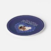 9周年記念結婚ビーズハートラピスラズリ ペーパープレート (アングル)