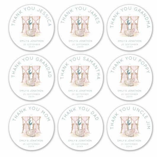 9大きな個人名ありがとうござ結婚う シール (正面)