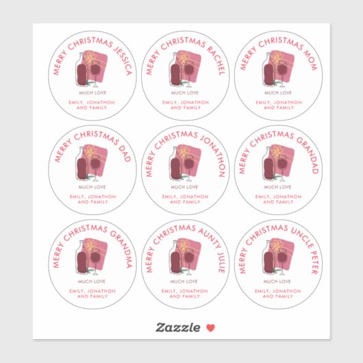 9小さい名前の違うワインギフトメリークリスマス シール (シート)