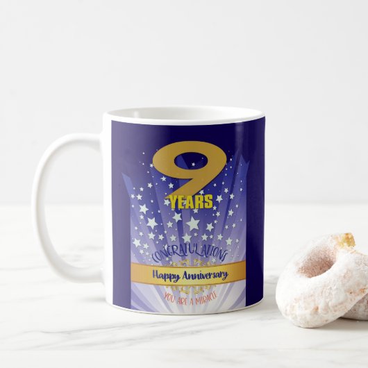 9年のカスタム復旧はっきりした記念日 コーヒーマグカップ (ドーナツ)