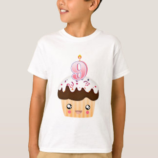 9年のカップケーキT -ピンク Tシャツ