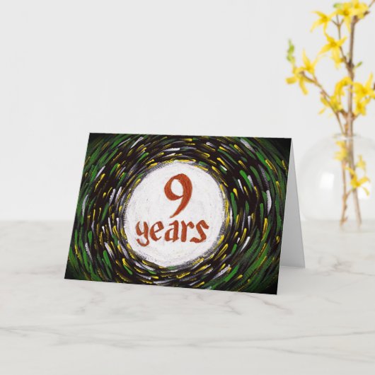 9年の節酒誕生日/記念日カード カード (黄色い花)