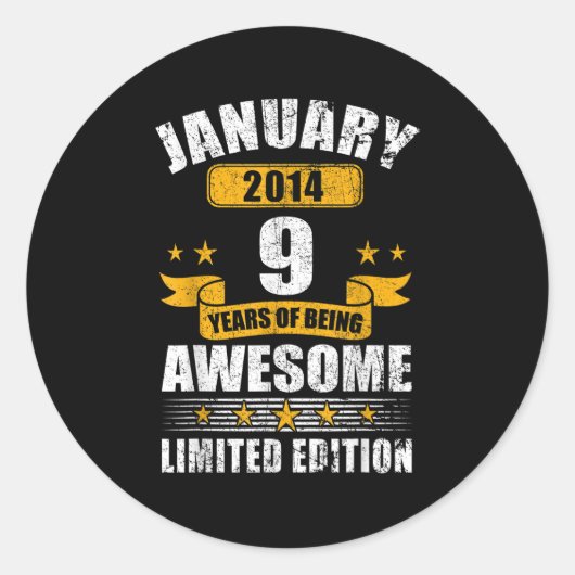 9年オールドギフトヴィンテージ2014年1月9誕生日 ラウンドシール (正面)