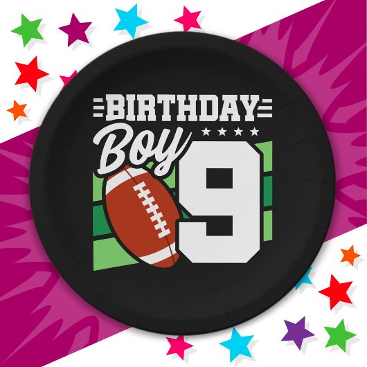 9年オールドサッカーパーティーテーマ9th誕生日ボーイ ペーパープレート
