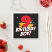 9年オールドスーパーヒーロー誕生日ボーイ9誕生日 スタンダードカクテルナプキン (インサイチュ)