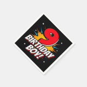 9年オールドスーパーヒーロー誕生日ボーイ9誕生日 スタンダードカクテルナプキン (角)