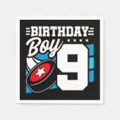9年オールドホッケーパーティーテーマ9th誕生日ボーイ スタンダードカクテルナプキン (正面)