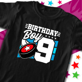 9年オールドホッケーパーティーテーマ9th誕生日ボーイ tシャツ