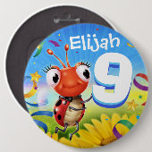 9年カスタム誕生日バッジLittle Ladybug range 缶バッジ (正面&裏面)